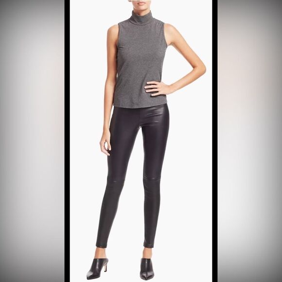 Theory Black  lamb Leather Leggings, US0 - Picture 2 of 13